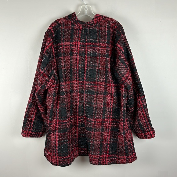Lane Bryant Tweed Shimmer Blazer Plaid Jacket Boucle Red Size 26/28 - Picture 6 of 16